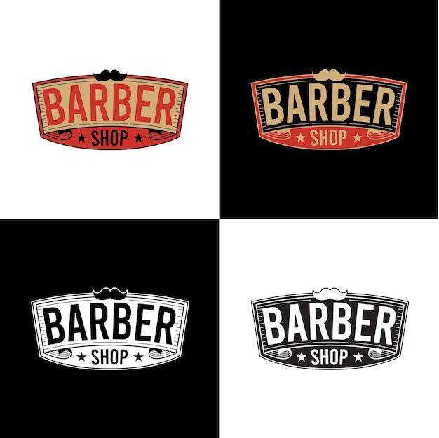 Conjunto de design de logotipo de barbearia