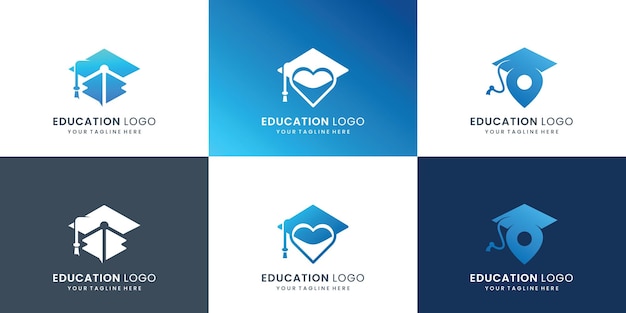 Conjunto de design de logotipo de boné de formatura de coleção para inspiração de logotipo de graduação de universidade