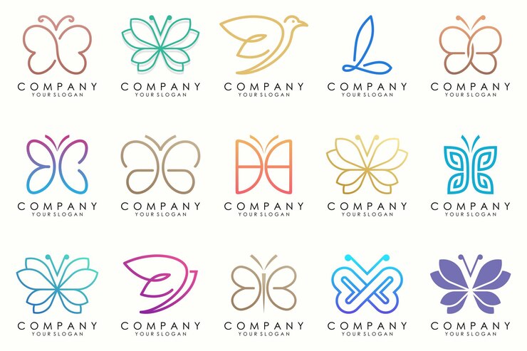 Vetor conjunto de design de logotipo de borboleta abstrato criativo