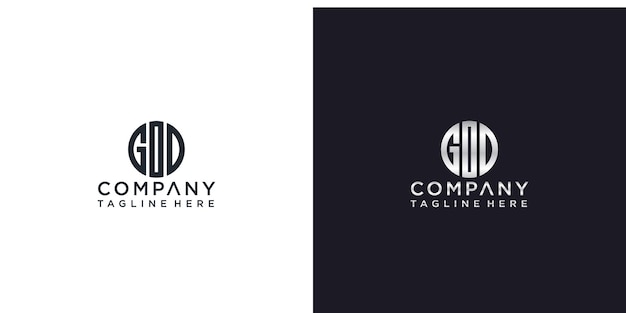 Conjunto de design de logotipo de círculo de prata com monograma