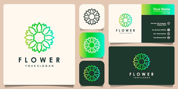 Conjunto de design de logotipo de flor