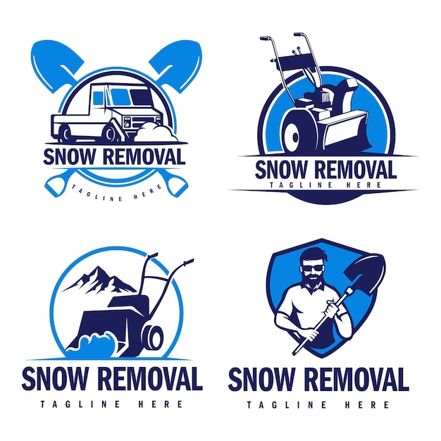 Conjunto de design de logotipo de remoção de neve ilustração do logotipo de aração de neve