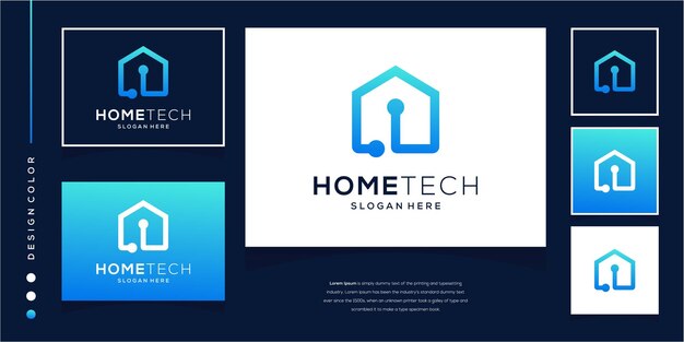 Vetor conjunto de design de logotipo de tecnologia para casa