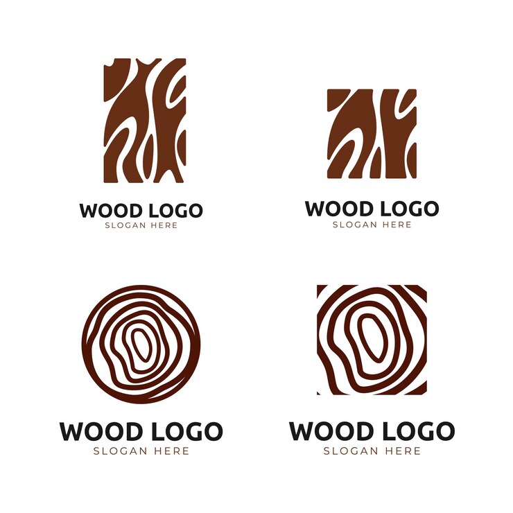 Vetor conjunto de design de logotipo de textura de madeira