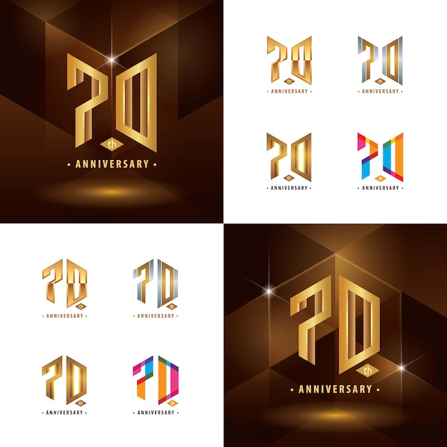 Conjunto de design de logotipo do 70º aniversário