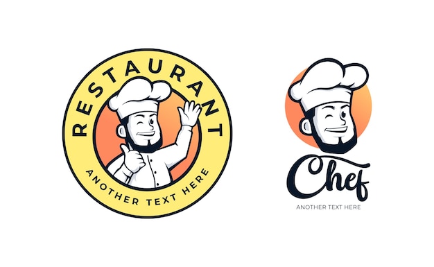 Conjunto de design de logotipo do chef restaurante