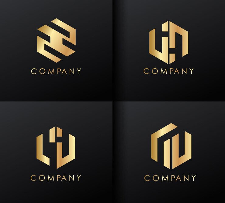 Conjunto de design de logotipo dourado. Modelo de logotipo.