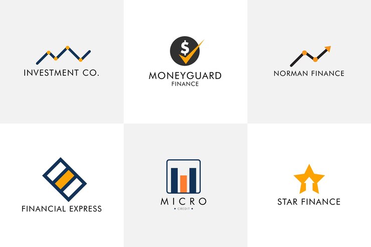 Conjunto de design de logotipo financeiro