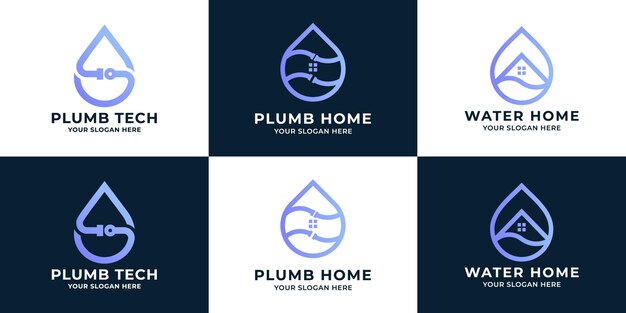 Conjunto de design de logotipo para encanamento de água