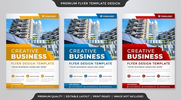 conjunto de design de modelo de folheto com estilo abstrato e layout moderno