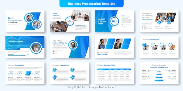 Vetor conjunto de design de modelo de slide de apresentação criativa de negócios