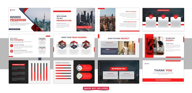 Conjunto de design de modelo de slide de apresentação de negócios criativos