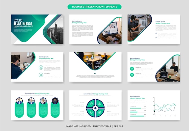 Conjunto de design de modelo de slide de apresentação de PowerPoint de negócios criativos