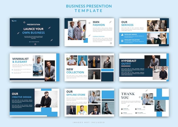 Conjunto de design de modelo de slides editáveis de apresentação de powerpoint de moda criativa e moderna