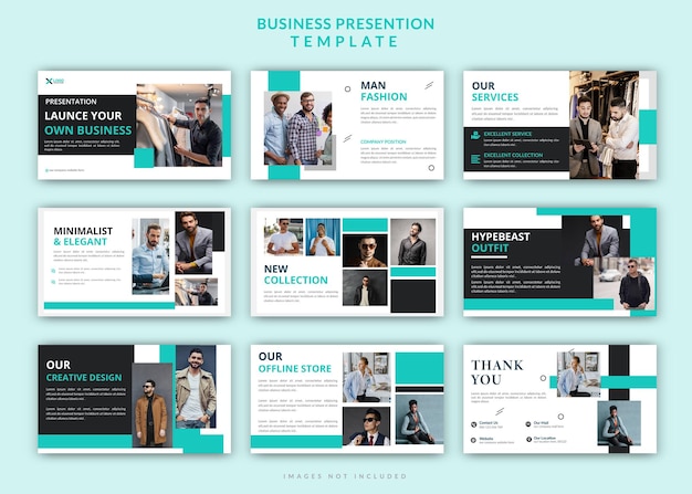 Conjunto de design de modelo de slides editáveis de apresentação de powerpoint de moda criativa e moderna