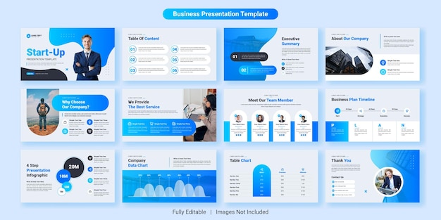 Conjunto de design de modelos de slides de apresentação de PowerPoint de negócios criativos