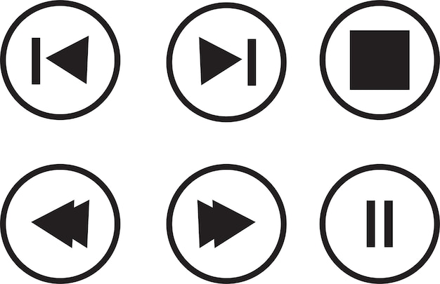 Conjunto de design de símbolos de botão de reprodução e pausa