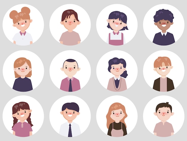 Conjunto de design plano de desenhos animados de coleção de trabalhadores de pessoas de avatar