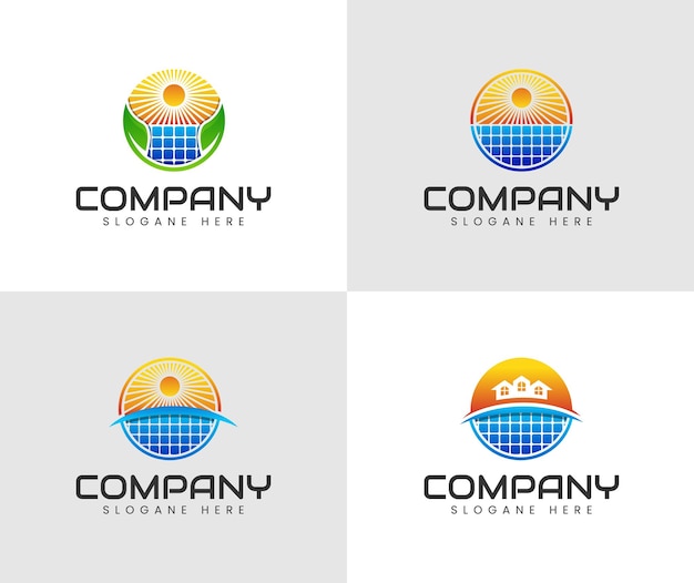 Conjunto de designs de logotipo de energia solar