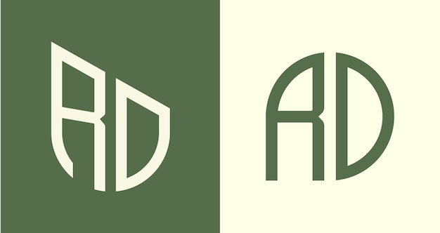 Conjunto de designs de logotipo rd com letras iniciais simples e criativas