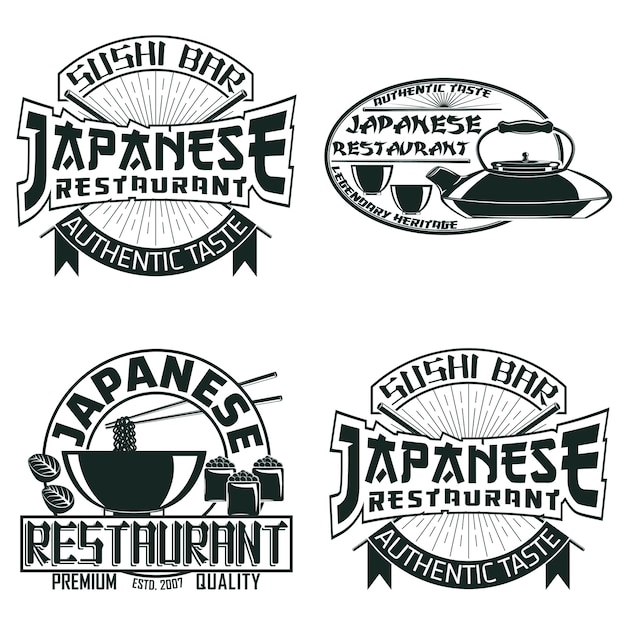 Vetor conjunto de designs de logotipo vintage de sushi bar
