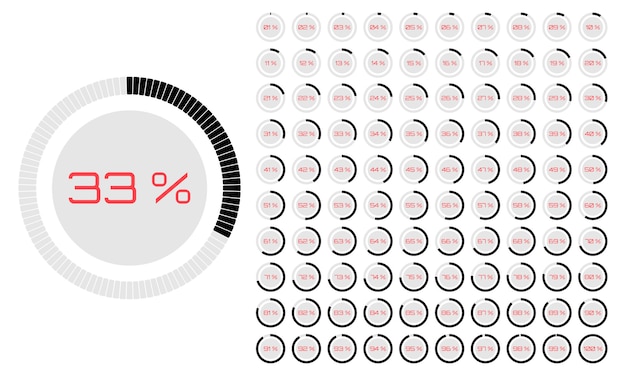 Conjunto de diagramas de porcentagem de círculo