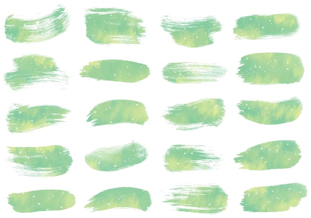 Conjunto de diferentes formas de pincel com cores pastel verdes e amarelas