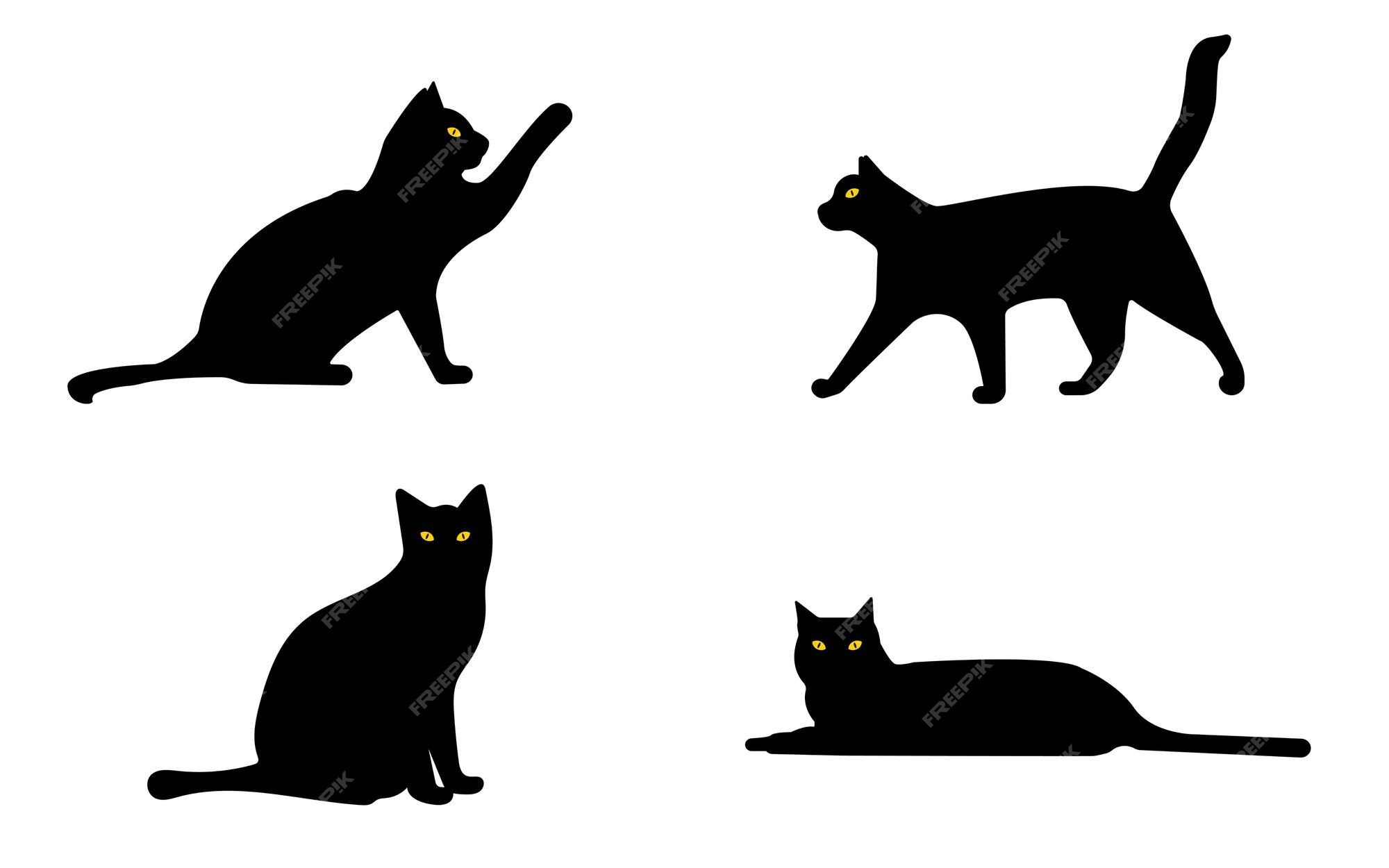 Conjunto De Gatos Pretos. Coleção De Gatos Dos Desenhos Animados Para O  Halloween. Adorável Jogando Gatinhos Pretos. Ilustração Do Vetor De Animais  De Estimação. Logo Do Gato. Ilustraciones svg, vectoriales, clip art