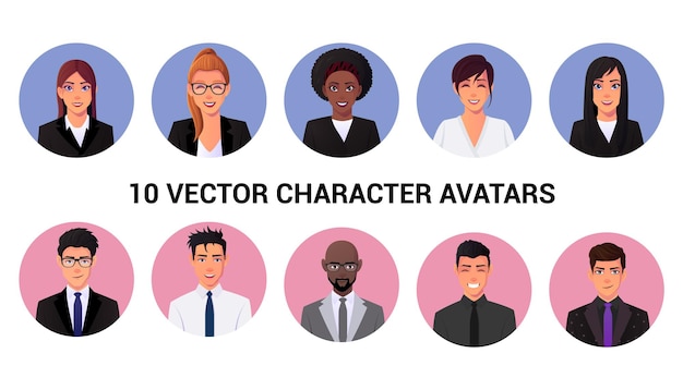 Conjunto de diferentes homens de negócios e mulheres de negócios avatar people portraits