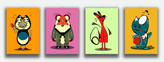 Vetor conjunto de diferentes ilustrações vetoriais de monstros engraçados e fofos