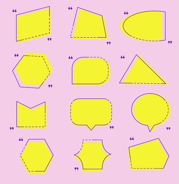 Conjunto de diferentes modelos de bolha de discurso de citação colorida