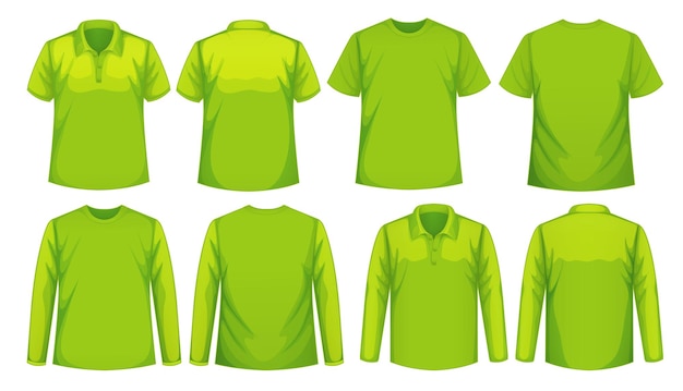 Conjunto de diferentes tipos de camisa na mesma cor