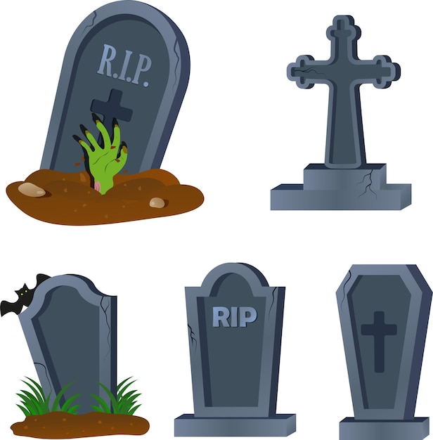 conjunto de diferentes tipos de lápides tema de Halloween