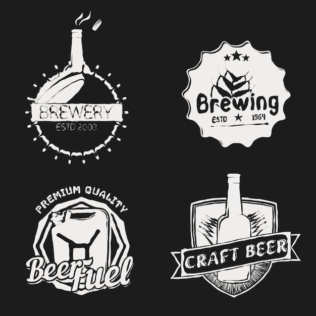 conjunto de distintivo de cervejaria vintage