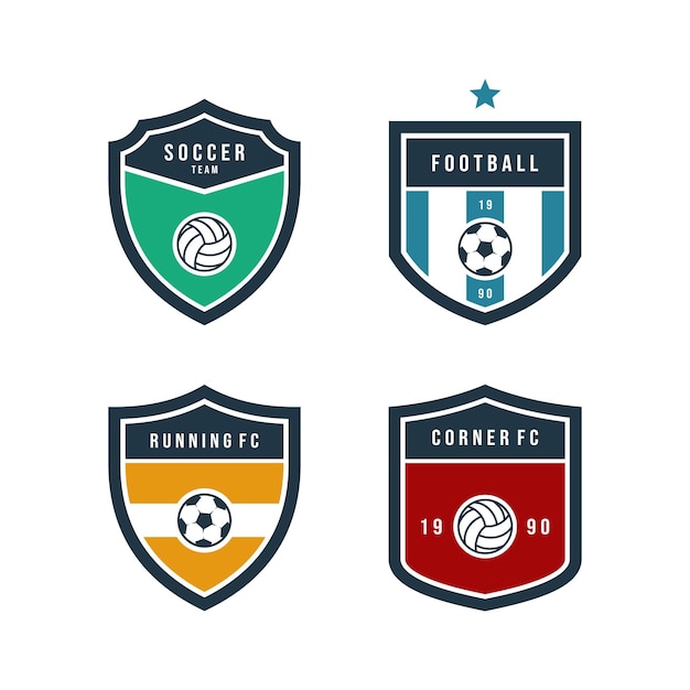 Vetor conjunto de distintivos de modelo de design de logotipo de clube de futebol