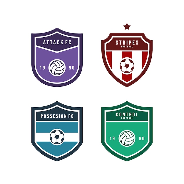 Conjunto de distintivos de modelo de design de logotipo de clube de futebol