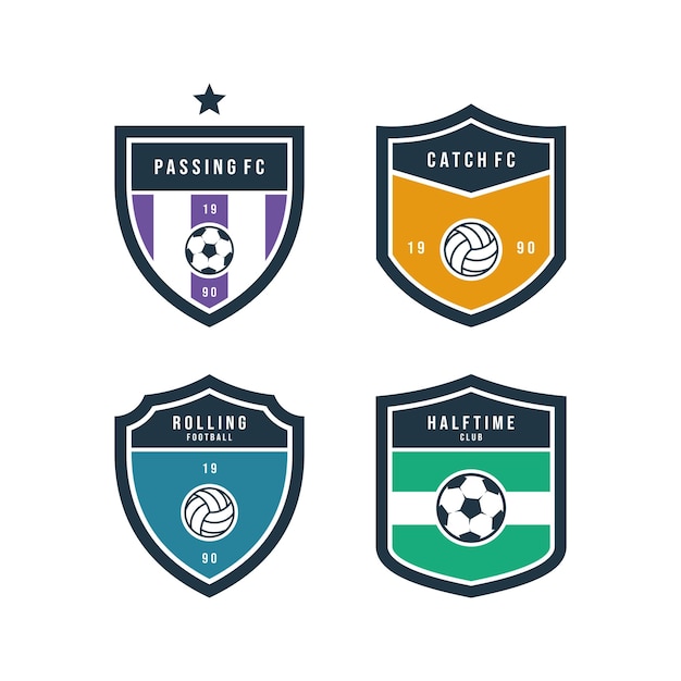 Vetor conjunto de distintivos de modelo de design de logotipo de clube de futebol