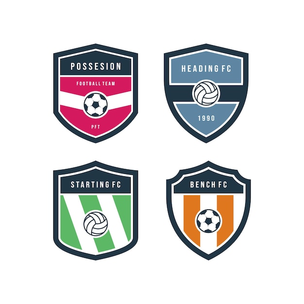 Conjunto de distintivos de modelo de design de logotipo de clube de futebol
