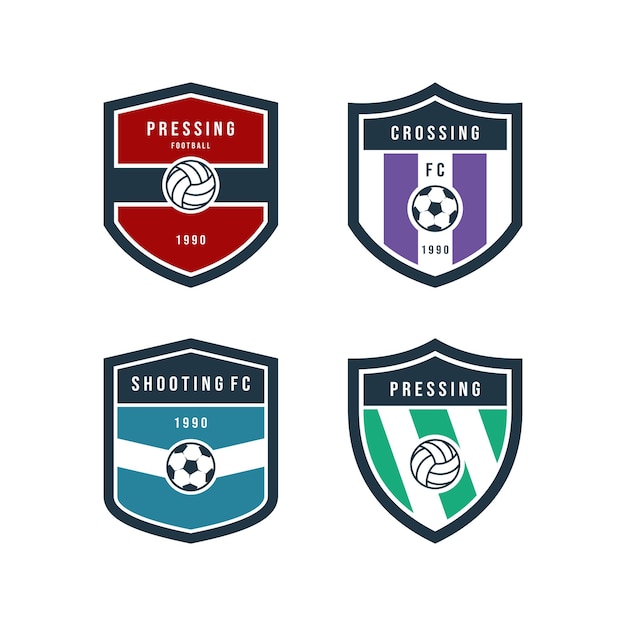 Vetor conjunto de distintivos de modelo de design de logotipo de clube de futebol