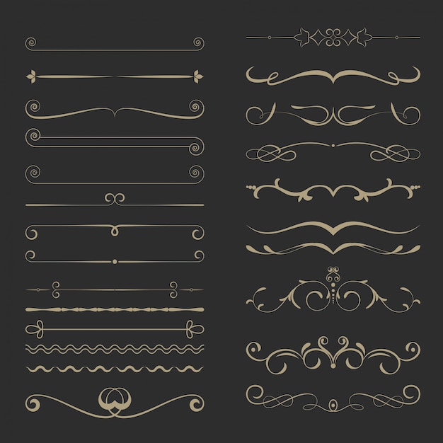 Conjunto de divisores de página caligráfico vintage