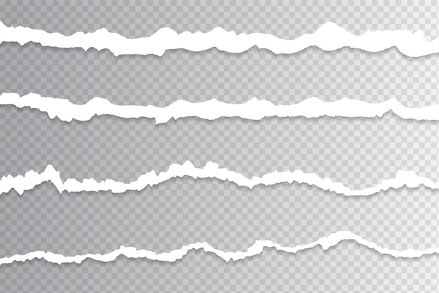 conjunto de divisores de papel rasgados efeito sobre vetor de fundo transparente