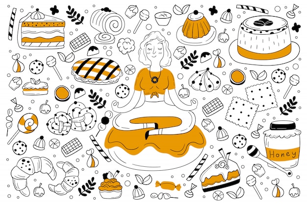 Conjunto de doces de doodle