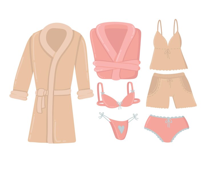 Vetor conjunto de doodle clipart com roupas de casa para meninas e mulheres