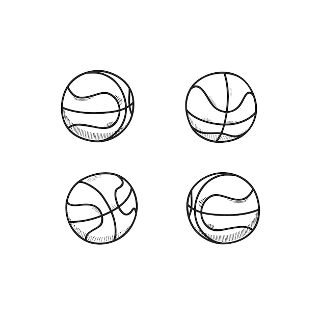 Conjunto de doodle de bola de basquete