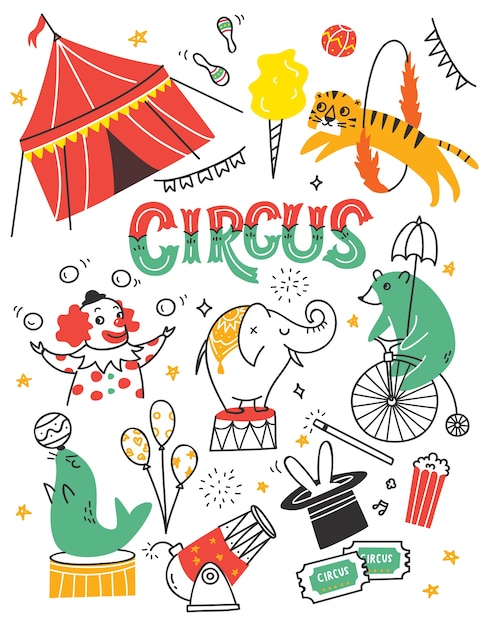 Conjunto de doodle de circo