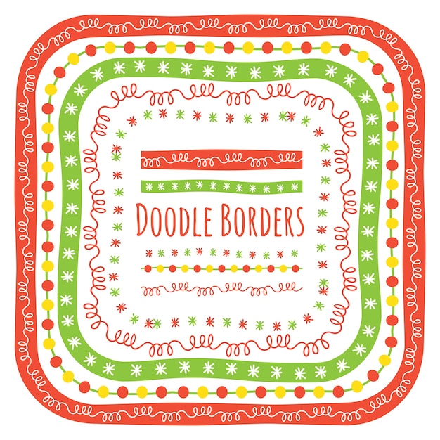 Conjunto de doodle de fronteira decorativa