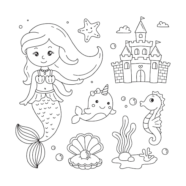 Desenhos Da Pequena Sereia para Colorir Concha