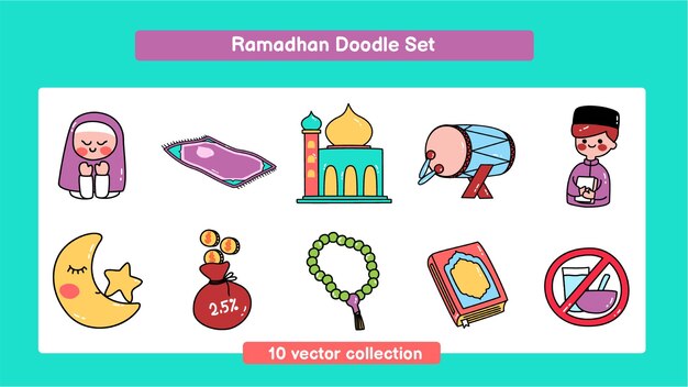 Conjunto de doodles de ramadhan