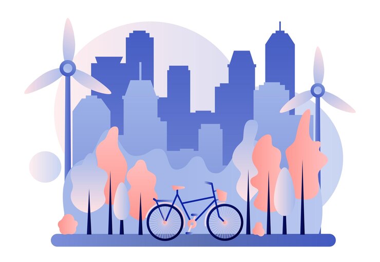 Vetor conjunto de ecologia urbana zero waste flat cartoon estilo ilustração vetorial