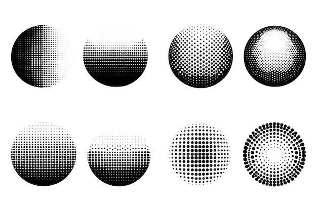 Vetor conjunto de efeitos de grunge de ponto de ponto halftone coleção de ilustração vetorial de textura de padrão abstrato retro